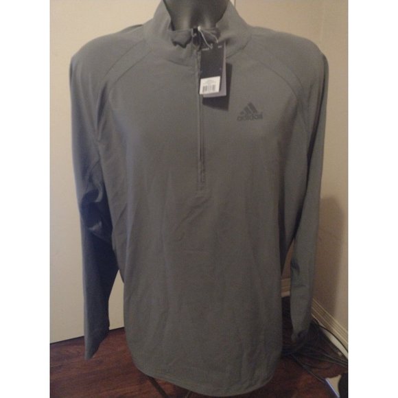 adidas Other - NWT New Adidas Triple Stripe Long Sleeve 1/4 Zip Pullover Batting Jacket Gray L